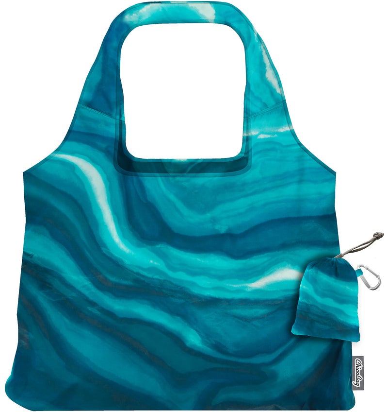 ChicoBag Vita Designer Reusable Tote Bag with Carabiner Clip | Compact Reusable Shopping Bags | Eco Friendly | Calm - Image 2